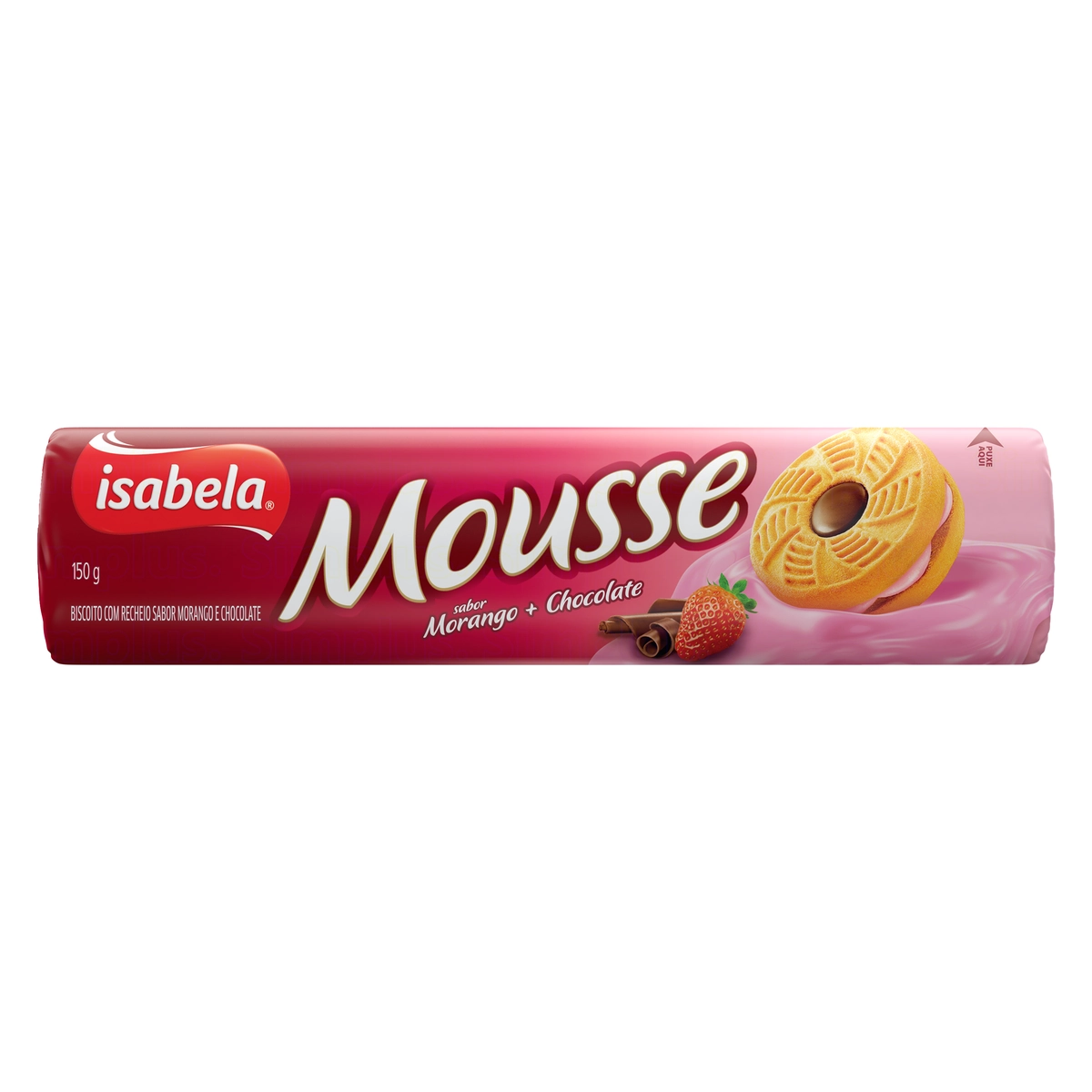 Biscoito Recheio Morango E Chocolate Isabela Mousse Pacote 150g