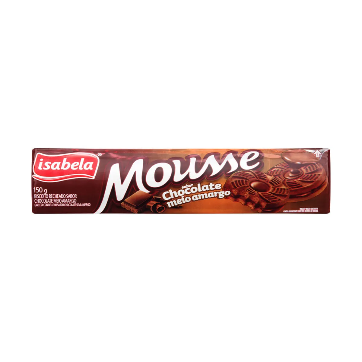 Biscoito Recheado de Mousse de Chocolate Meio Amargo Isabela 150g
