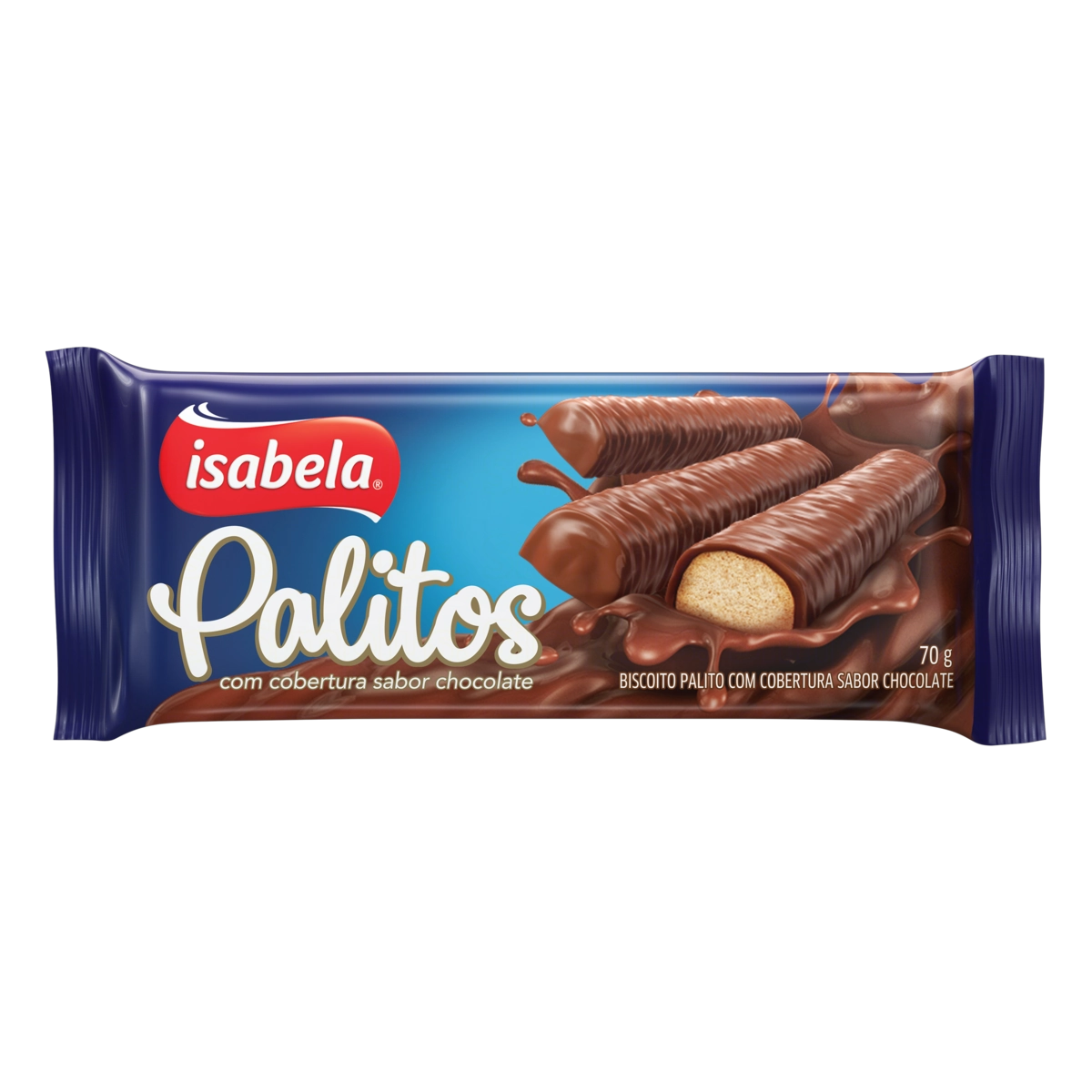 Biscoito Palito Cobertura Chocolate Isabela Pacote 70g