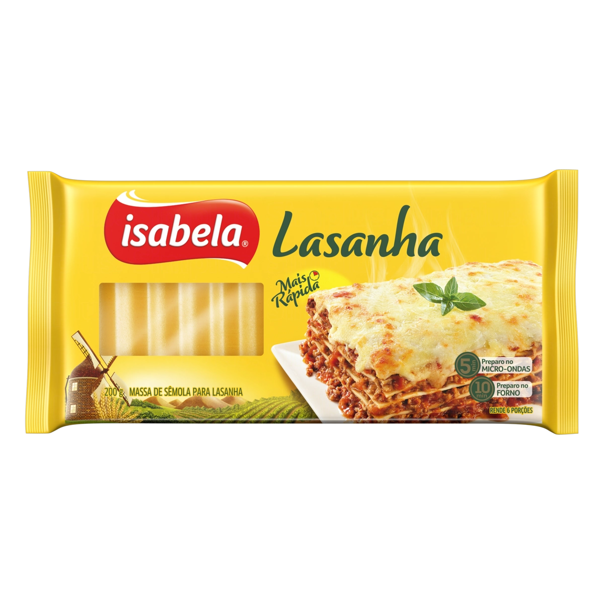 Massa De Sêmola Para Lasanha Isabela Pacote 200g