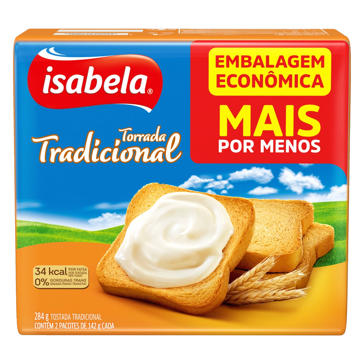 Torrada Tradicional Isabela Pacote 284g 2 Unidades Embalagem Econômica Leve Mais Pague Menos