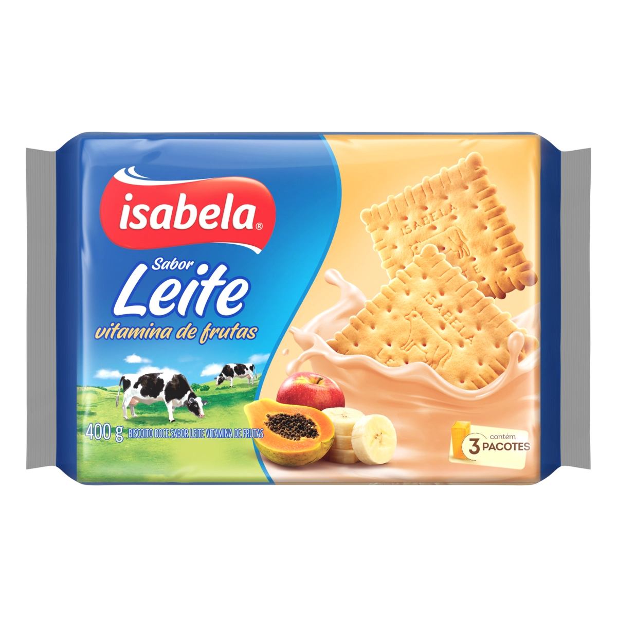Biscoito Leite Vitamina De Frutas Isabela Pacote 400g