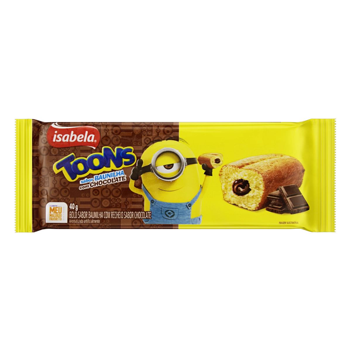 Bolinho Baunilha Recheio Chocolate Isabela Toons Pacote 40g
