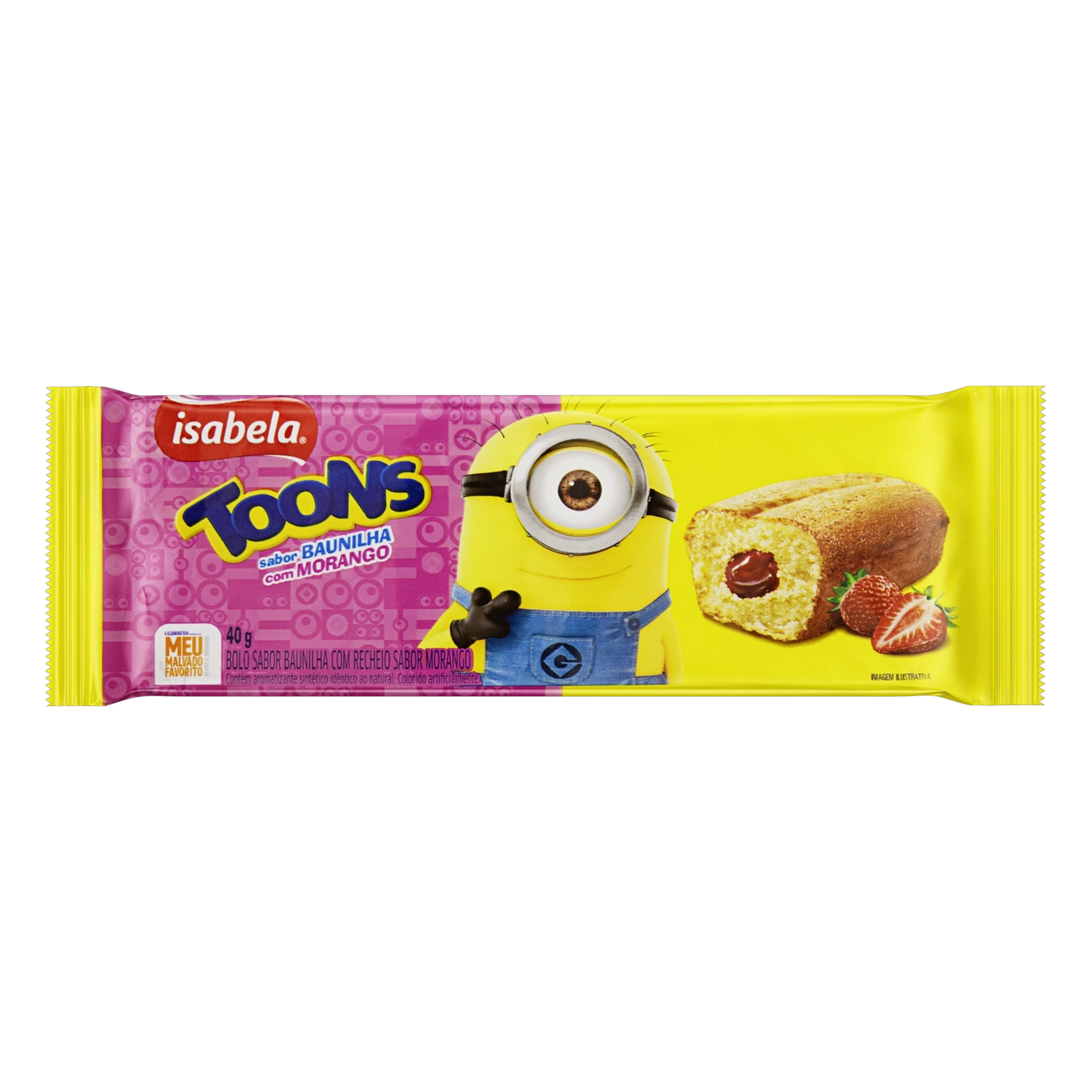 Bolinho Baunilha Recheio Morango Isabela Toons Pacote 40g