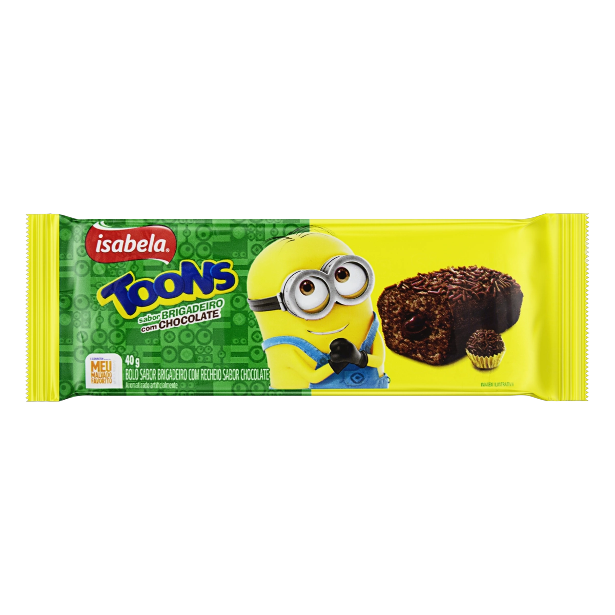 Bolinho Brigadeiro Recheio Chocolate Isabela Toons Pacote 40g
