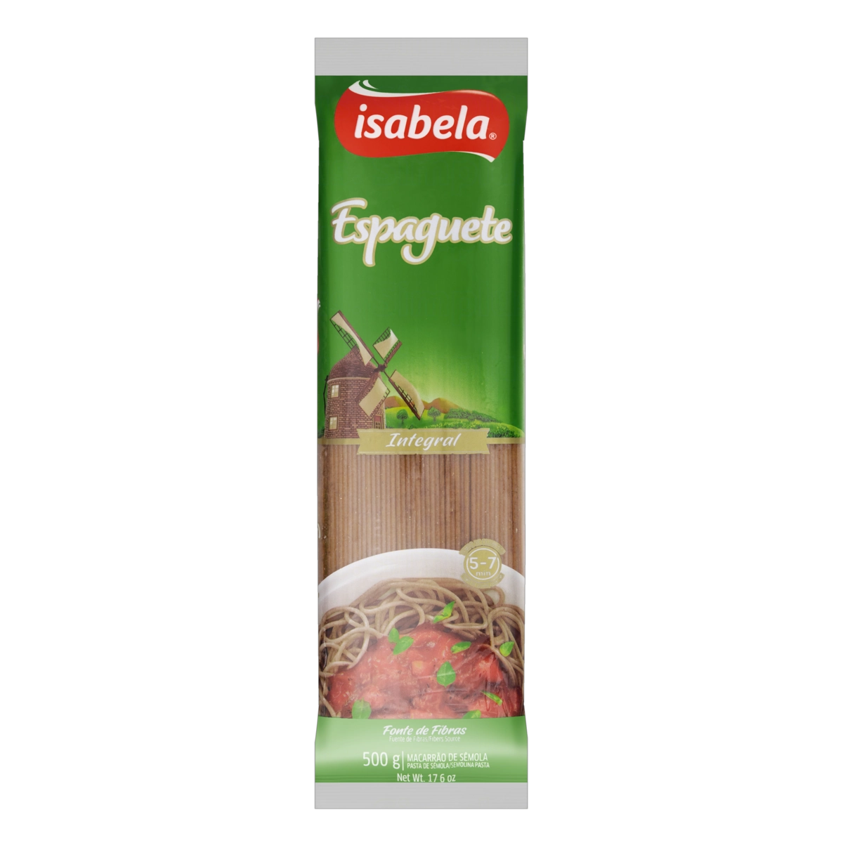 Macarrão De Sêmola Integral Espaguete Isabela Pacote 500g