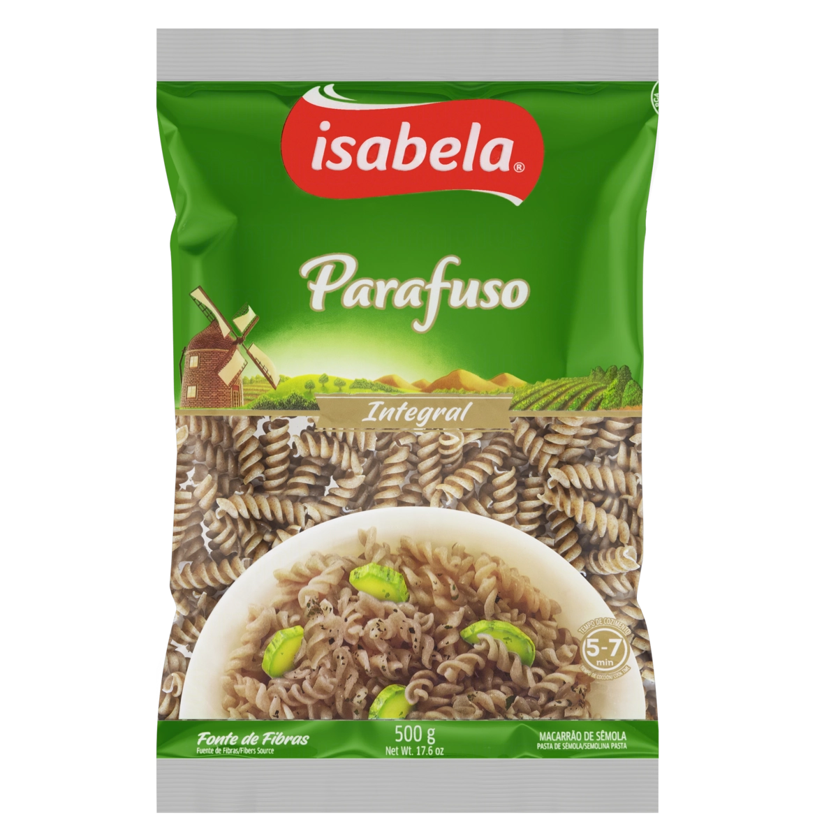 Macarrão De Sêmola Integral Parafuso Isabela Pacote 500g