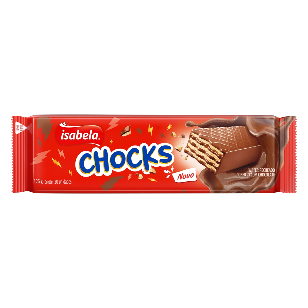 Wafer Recheio E Cobertura Chocolate Isabela Chocks Pacote 126g