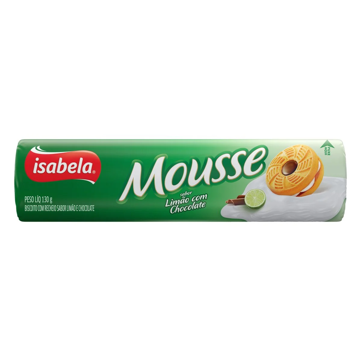 Biscoito Recheio Limão Com Chocolate Isabela Mousse Pacote 130g