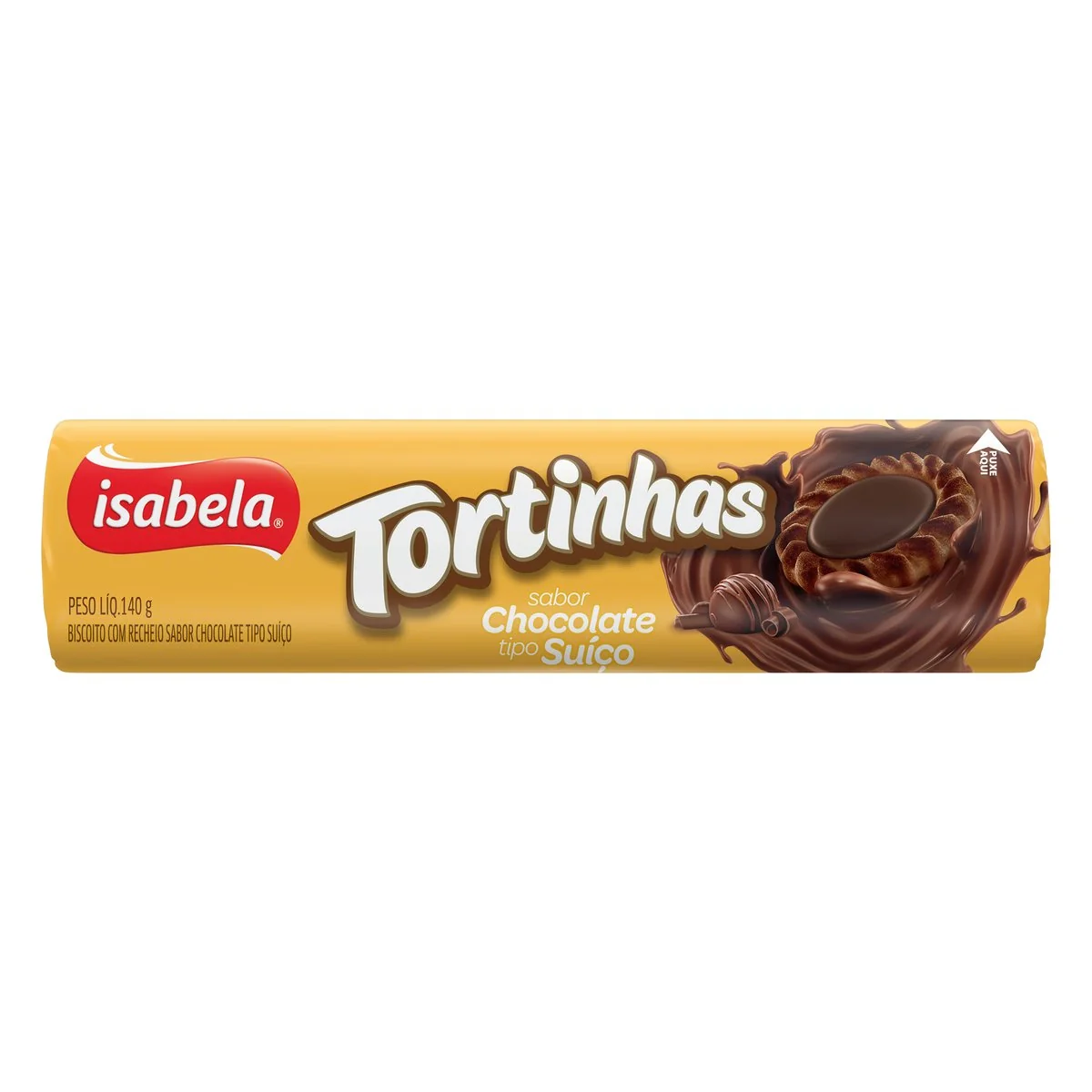 Biscoito Recheio Chocolate Suíço Isabela Tortinhas Pacote 140g