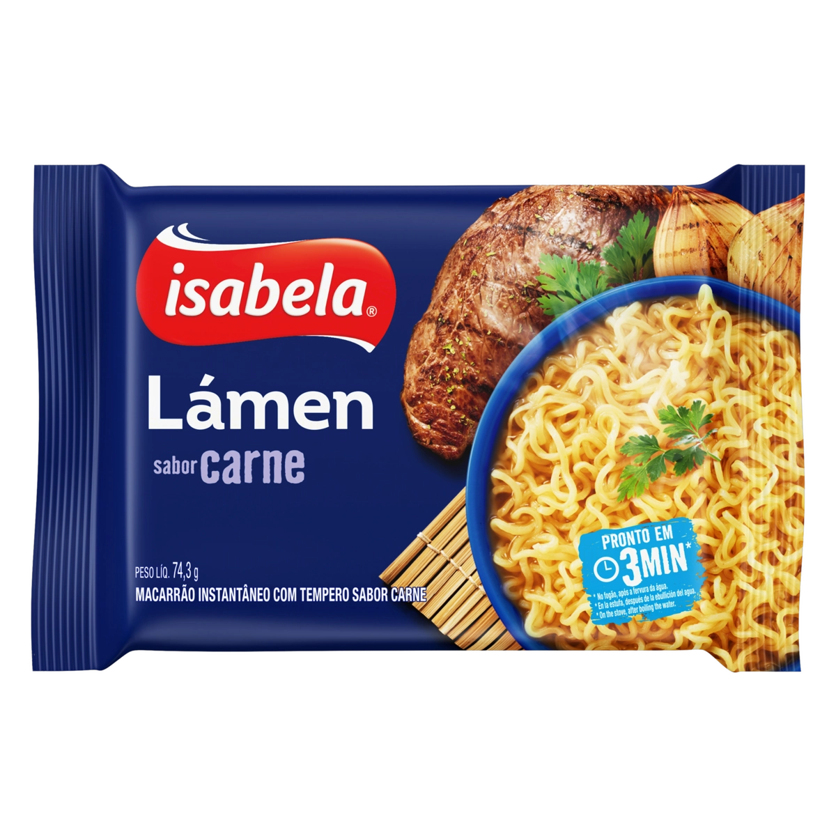 Macarrão Instantâneo Lámen Carne Isabela Pacote 74,3g