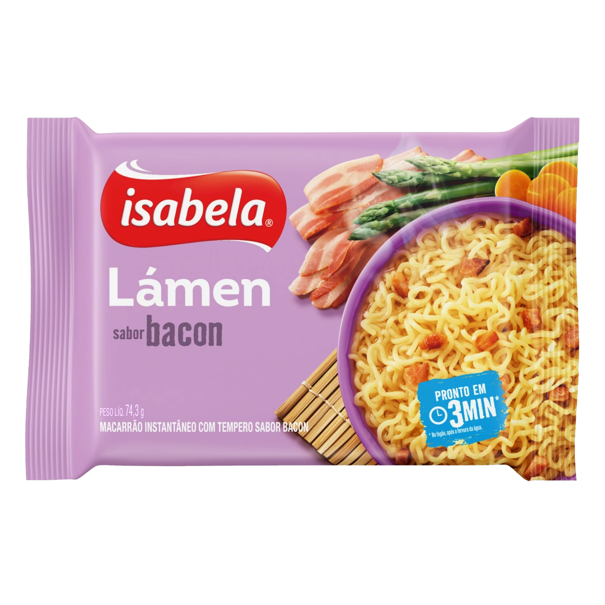 Macarrão Instantâneo Lámen Bacon Isabela Pacote 74,3g
