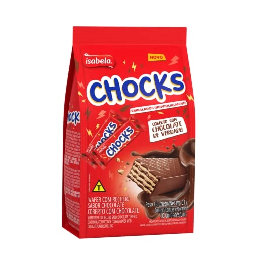 Wafer Recheio E Cobertura Chocolate Meio Amargo Isabela Chocks Pacote 63g
