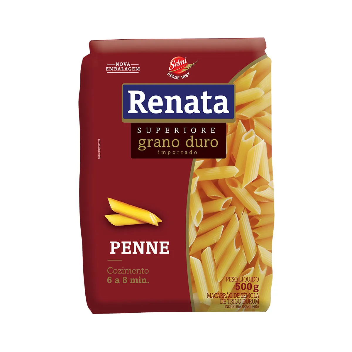 Macarrão de Sêmola de Trigo Grano Duro Penne Renata Superiore Pacote 500g