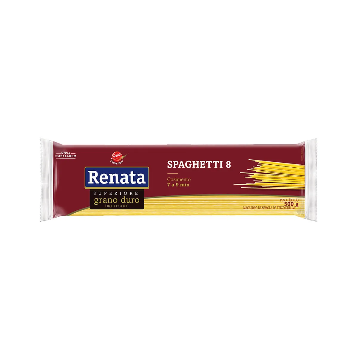Macarrão de Sêmola de Trigo Grano Duro Espaguete 8 Renata Superiore Pacote 500g