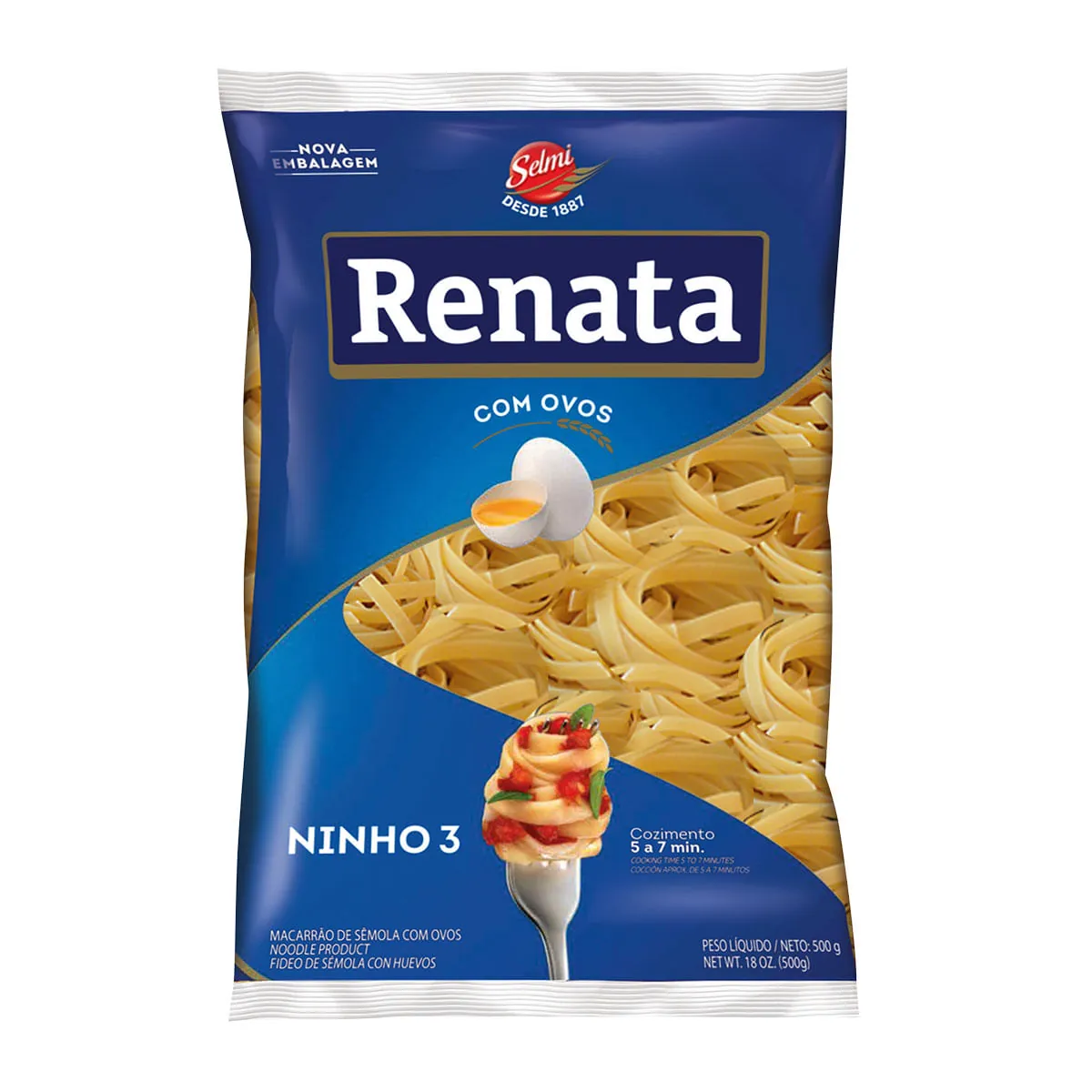 Macarrão De Sêmola Com Ovos Ninho 3 Renata Pacote 500g