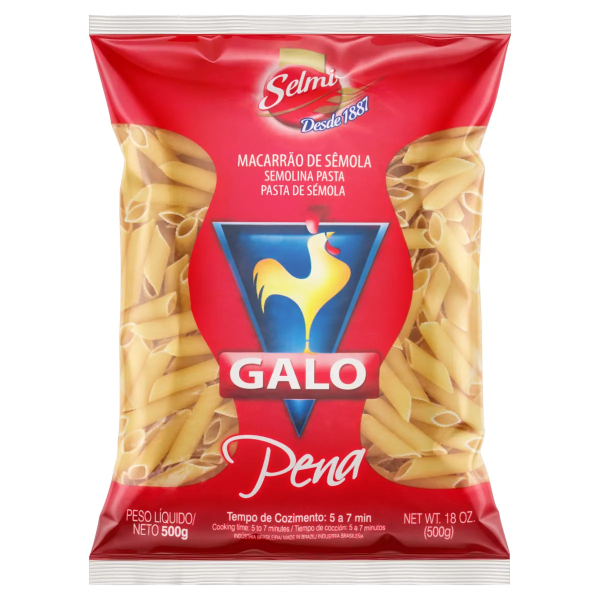 Macarrão de Sêmola Pena Galo Pacote 500g