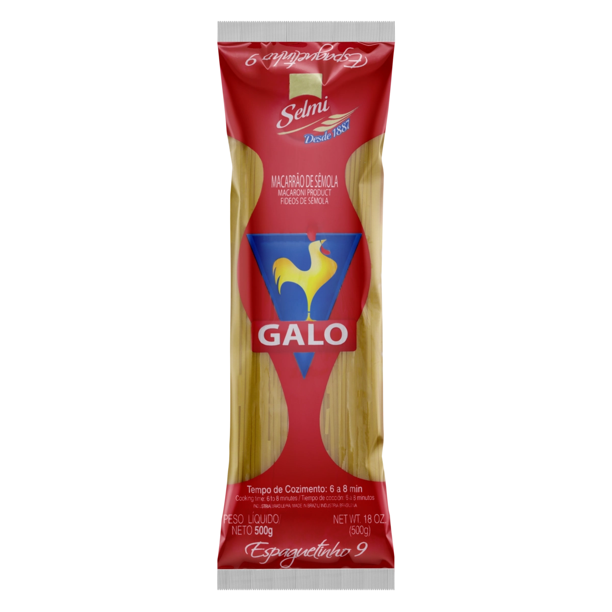 Macarrão De Sêmola Espaguetinho 9 Galo Pacote 500g
