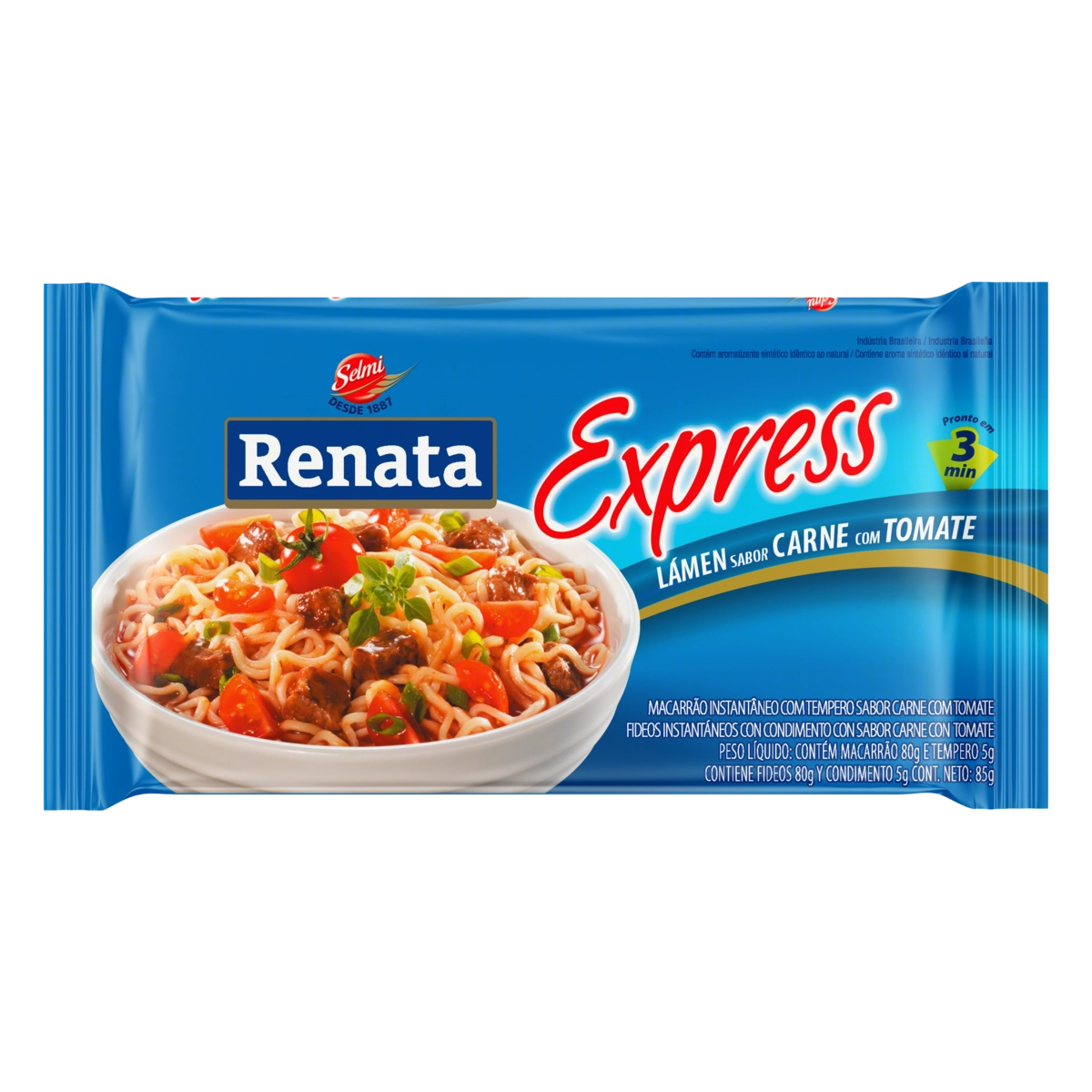 Macarrão Instantâneo Lámen Carne Com Tomate Renata Express Pacote 85g