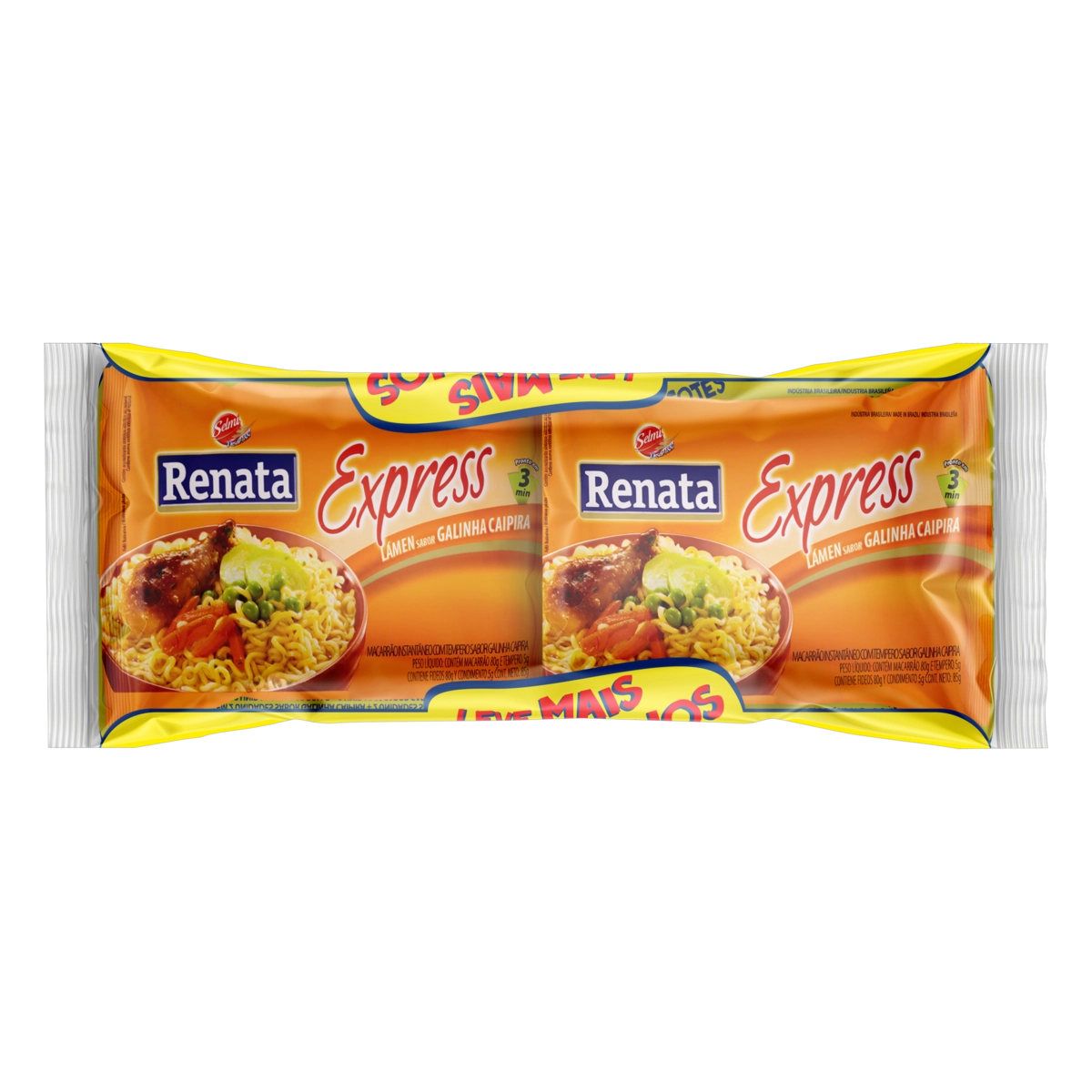 Kit Macarrão Instantâneo Lámen Galinha Caipira Carne Renata Express 340g 4 Unidades Leve Mais Pague