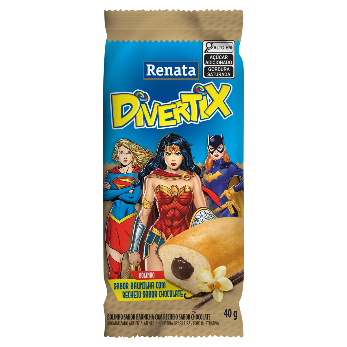 Bolo Baunilha Com Recheio De Chocolate Miraculous Renata Divertix Pacote 40g