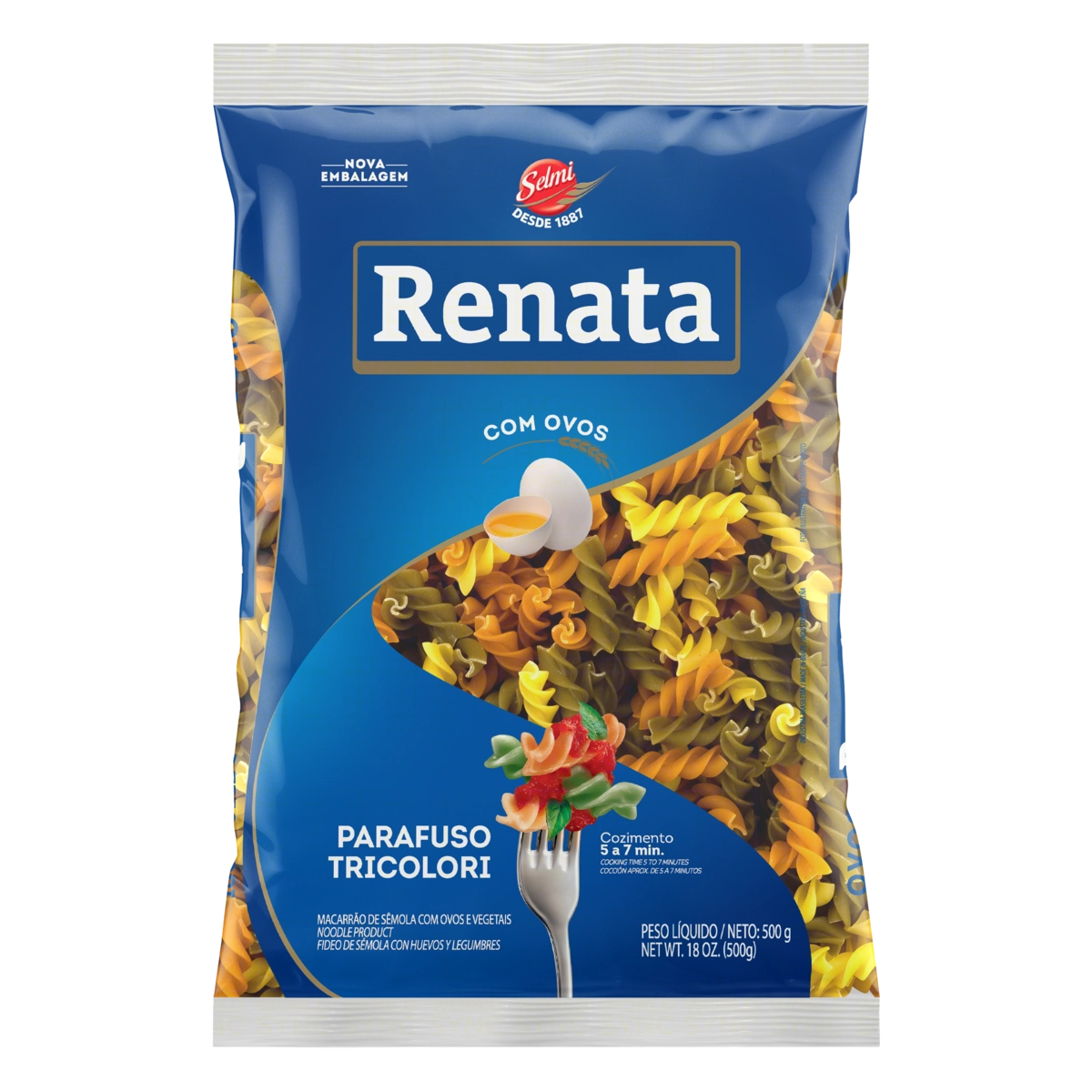 Macarrão De Sêmola Com Ovos Tricolori Parafuso Renata Pacote 500g