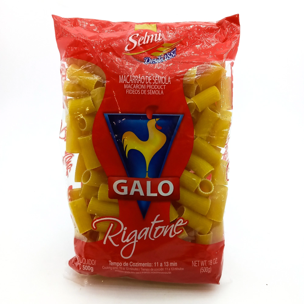 Macarrão De Sêmola Rigatone Galo Pacote 500g