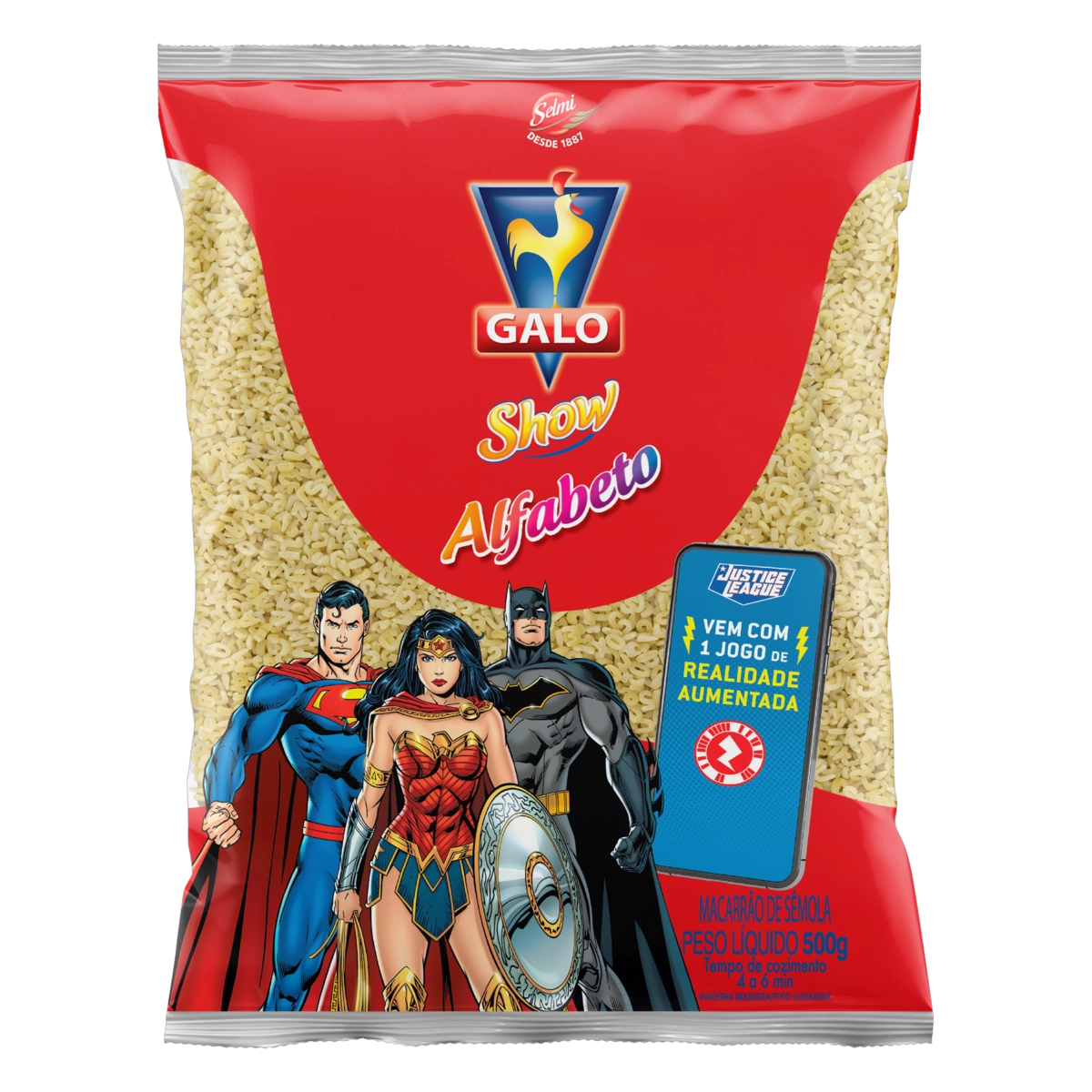 Macarrão de Sêmola Alfabeto Galo Show Pacote 500g