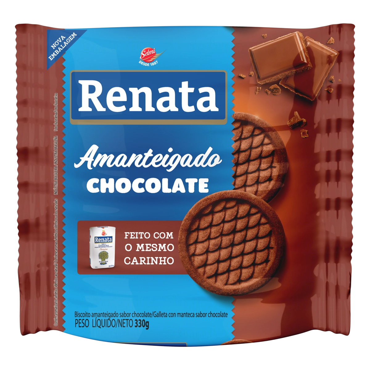 Biscoito Amanteigado Chocolate Renata Pacote 330g