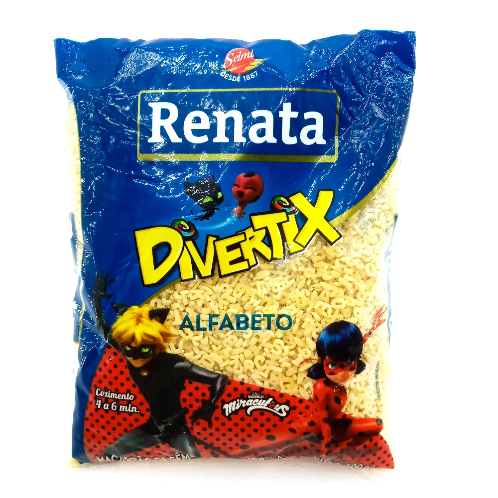 Macarrão De Sêmola Com Ovos Alfabeto Miraculous Renata Divertix Pacote 500g