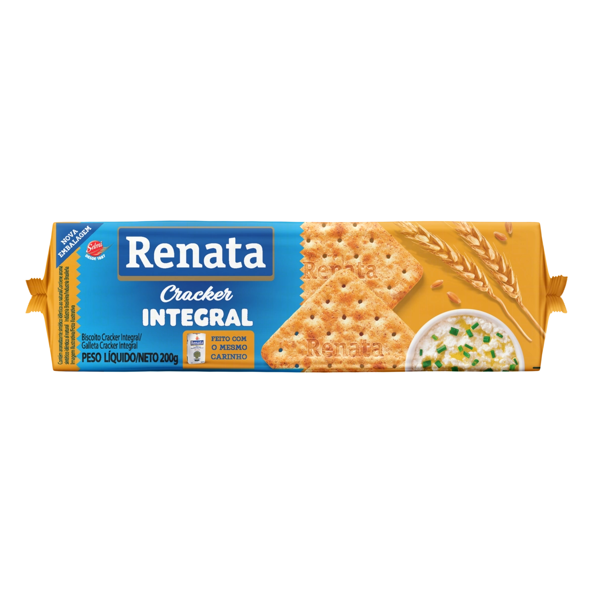 Biscoito Cream Cracker Integral Renata Pacote 200g
