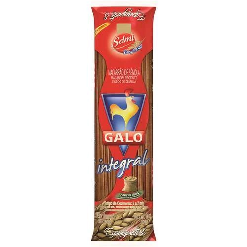 Macarrão De Sêmola Integral Espaguete 8 Galo Pacote 500g
