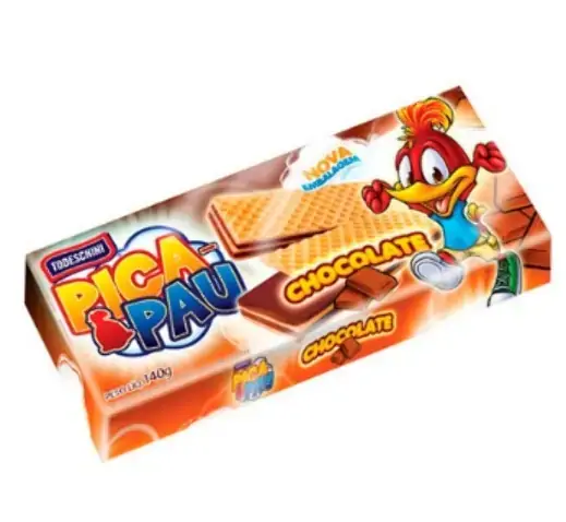 Biscoito Wafer Recheio Chocolate Pica Pau Todeschini Pacote 115g