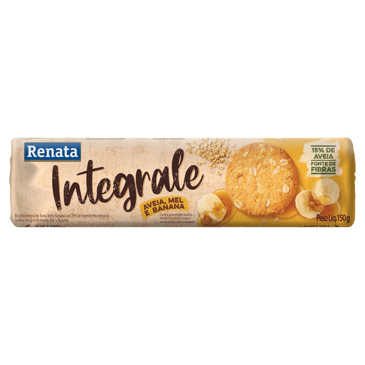 Biscoito Integral Aveia, Mel E Banana Renata Pacote 150g