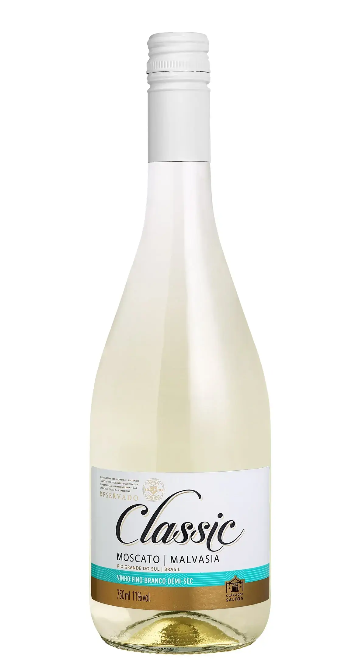 Vinho Brasileiro Branco Demi Sec Reservado Salton Classic Moscato Malvasia Serra Gaúcha Garrafa 750m