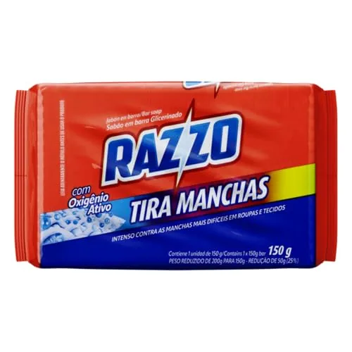 Sabão Barra Glicerinado Tira Manchas Razzo Flow Pack 150g