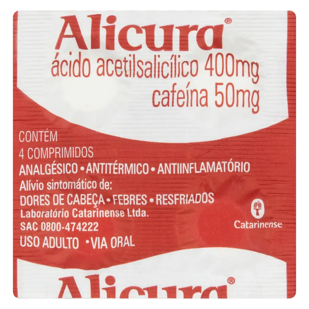 Alicura Catarinense Pharma Caixa 50 Envelopes 4 Comprimidos Cada