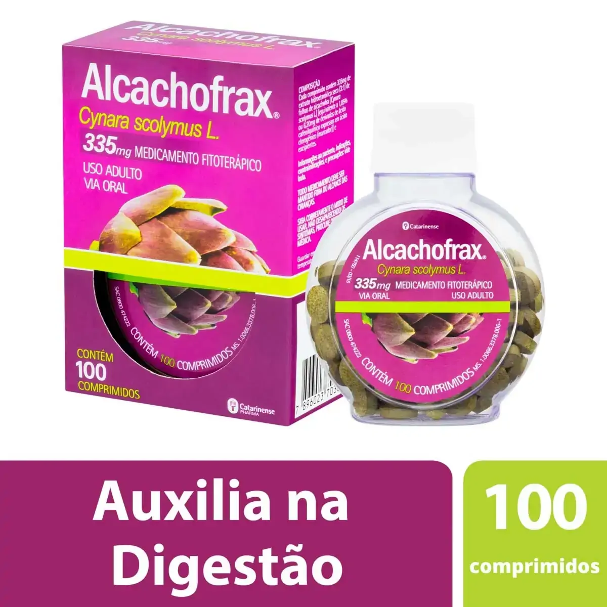 Alcachofrax 335mg Catarinense Pharma Caixa 100 Comprimidos