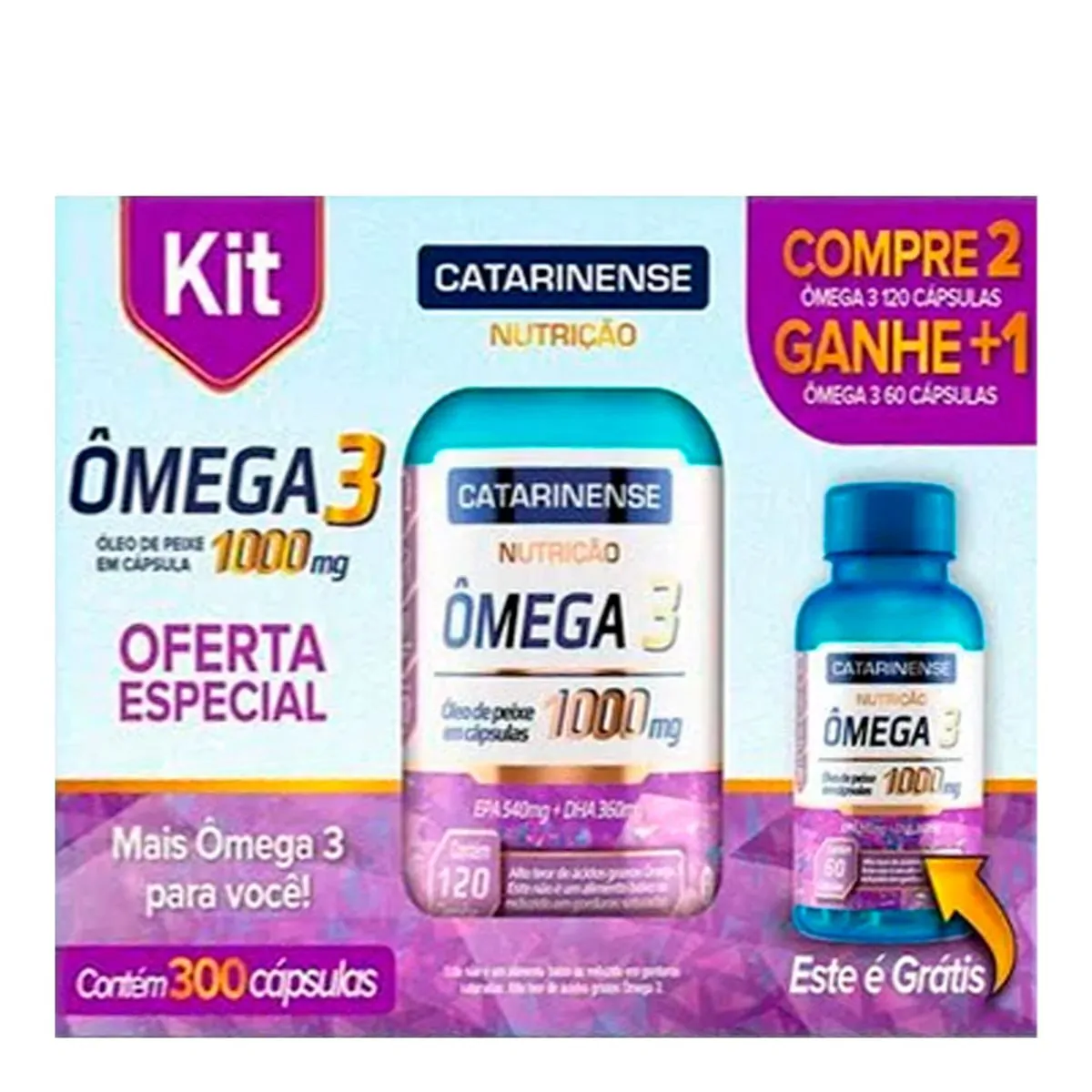 Kit Ômega 3 1000mg Catarinense 300 Cápsulas