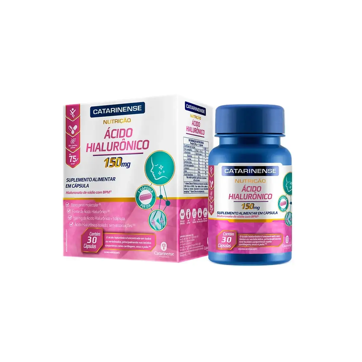 ácido Hialurônico 150mg Catarinense Nutrição Caixa 30 Cápsulas