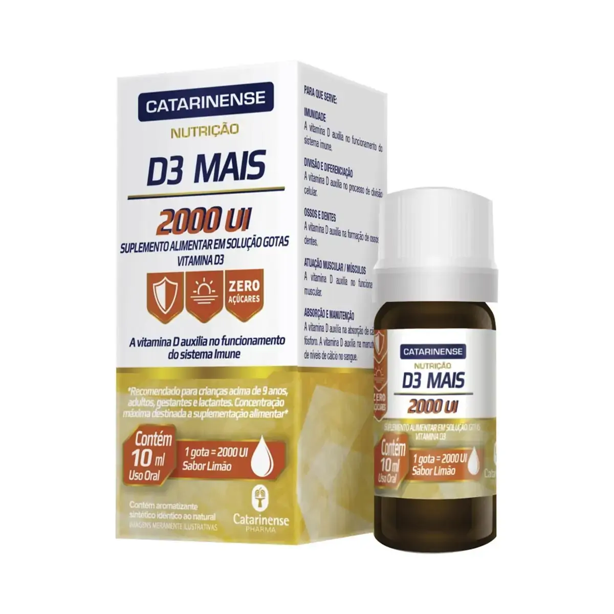 Vitamina D3 Mais 2.000 UI - Catarinense com 10ml cada