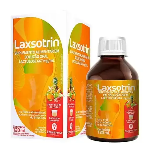 Lactulose 667mg/ml Salada De Frutas Laxsotrin Caixa 120ml Solução Oral Copo Dosador
