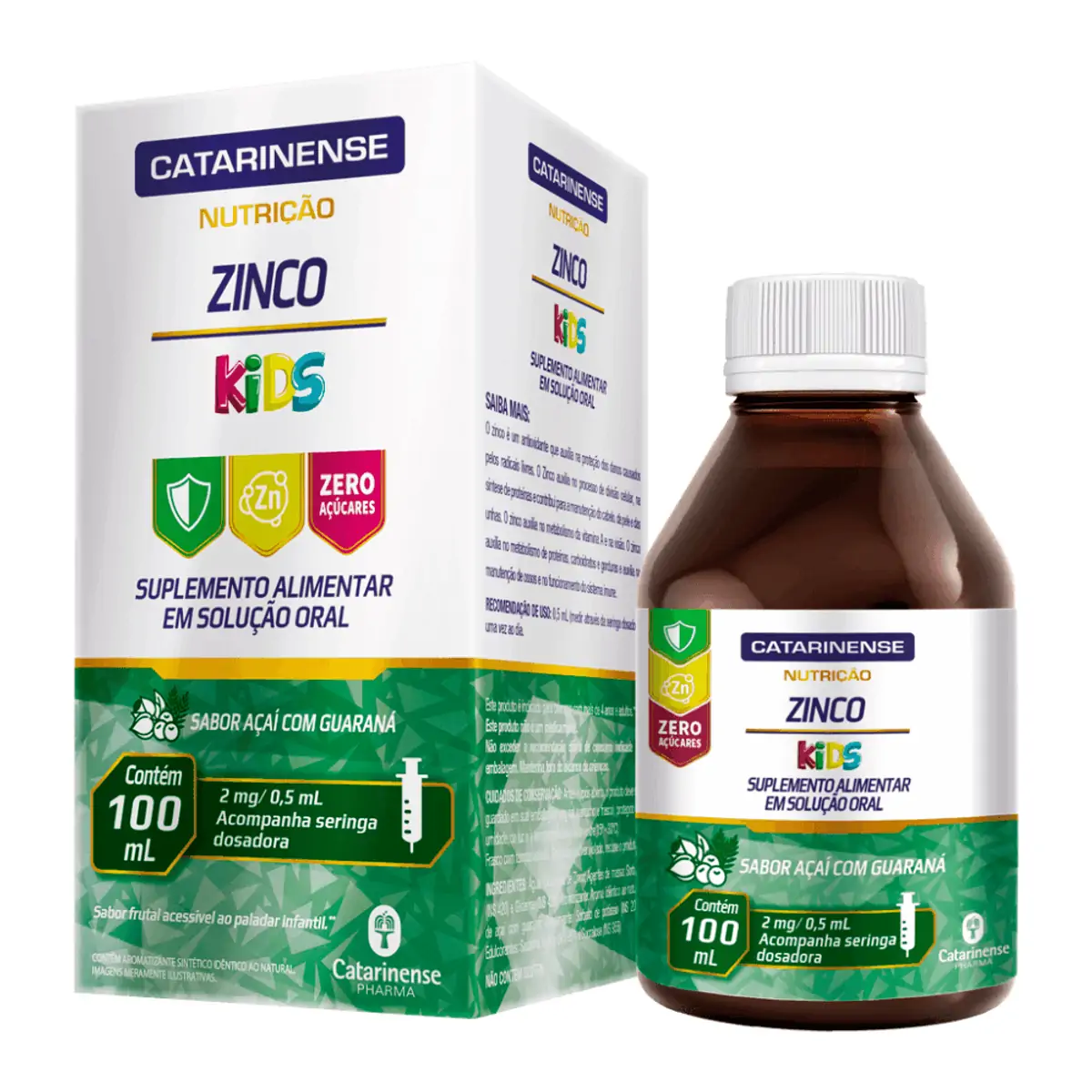 Zinco 2mg/0,5ml Açaí Com Guaraná Catarinense Pharma Nutrição Kids Caixa 100ml Solução Oral Seringa D