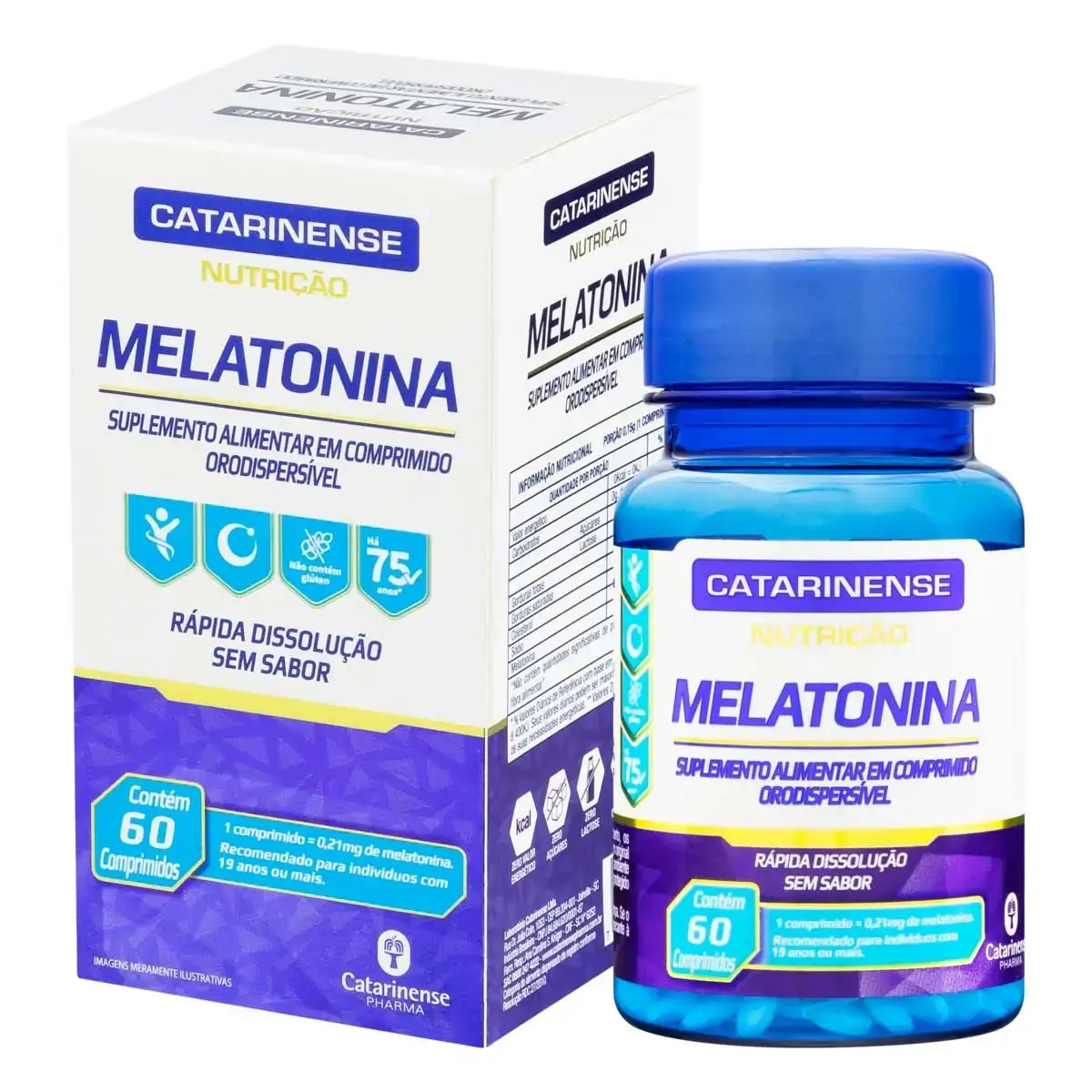 Melatonina 0,21mg Maracujá Catarinense Pharma Nutrição Caixa 60 Comprimidos Orodispersíveis