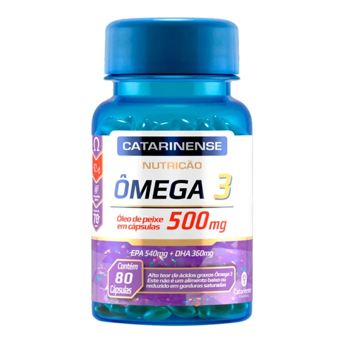 ômega 3 500mg Catarinense Pharma Nutrição Frasco 80 Cápsulas