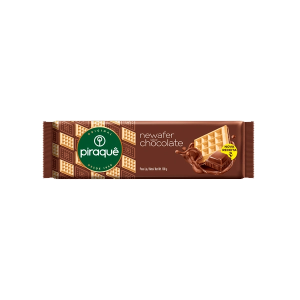 Biscoito Wafer Recheio Chocolate Piraquê Newafer Pacote 100g