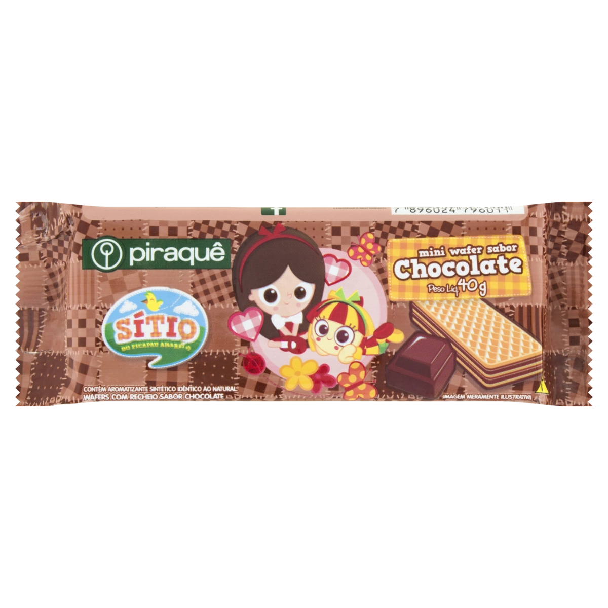 Biscoito Wafer Recheio Chocolate Piraquê Pacote 40g