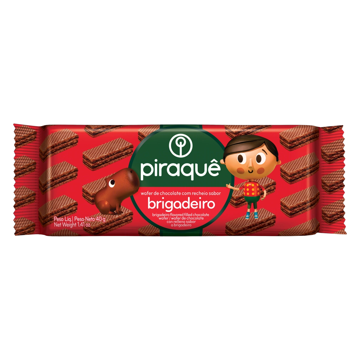 Biscoito Wafer Chocolate Recheio Brigadeiro Piraquê Pacote 40g