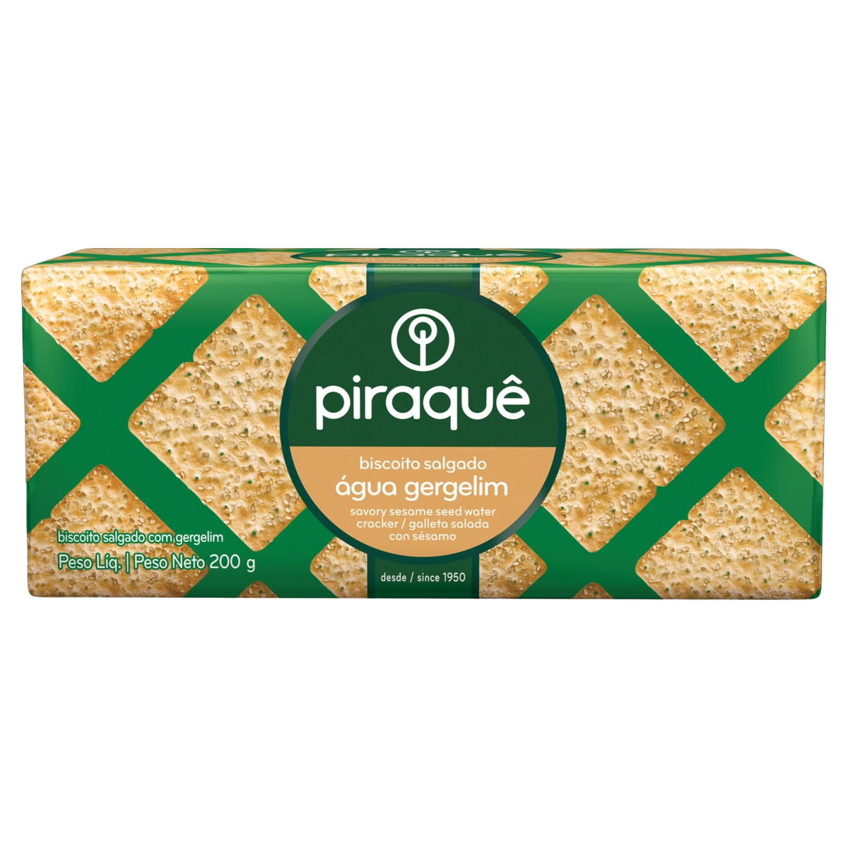 Biscoito água Com Gergelim Piraquê Pacote 200g