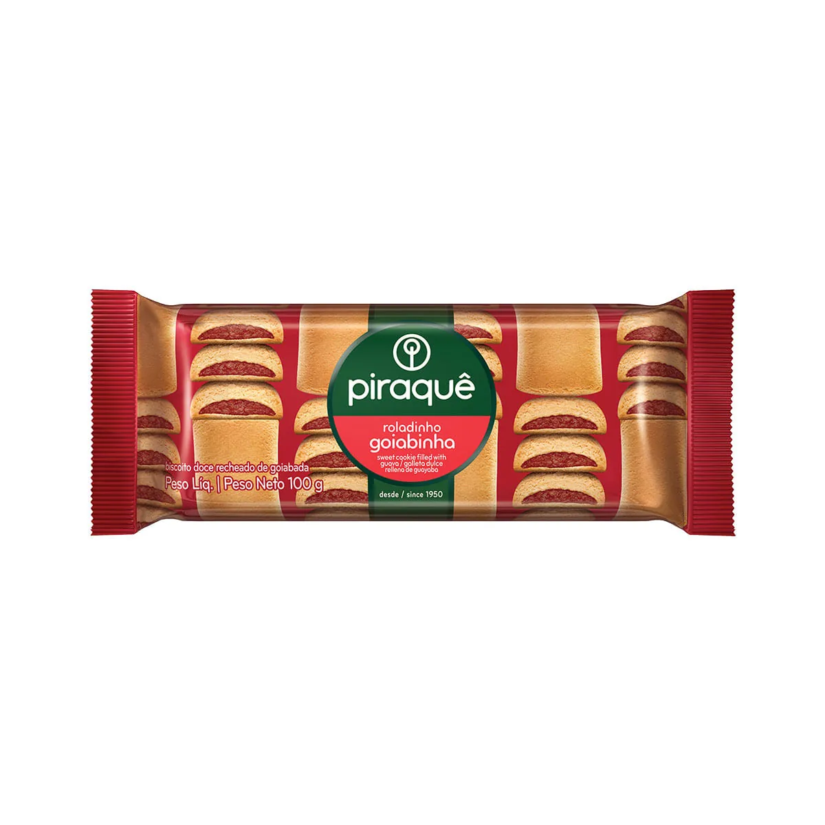 Biscoito Roladinho Recheio Goiabinha Piraquê Pacote 100g